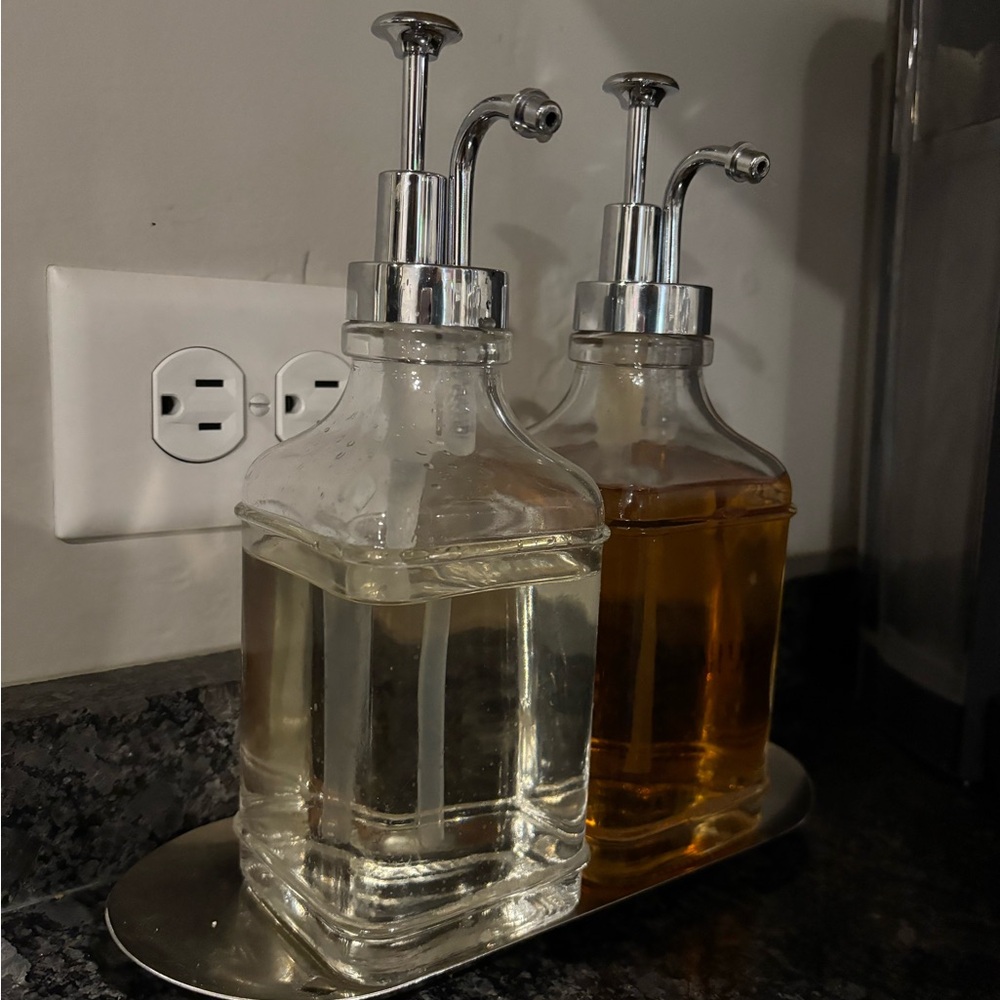 Glass Pump Jars with Tray